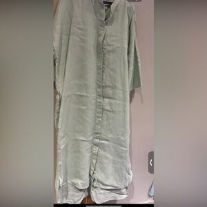 COS Light Green Button-Front Midi Shirt Dress